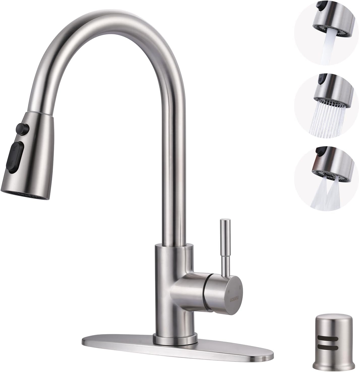 Stainless Steel Kitchen Faucet Combo with Water Filter - Brushed Nickel Sink Faucet for RO Systems