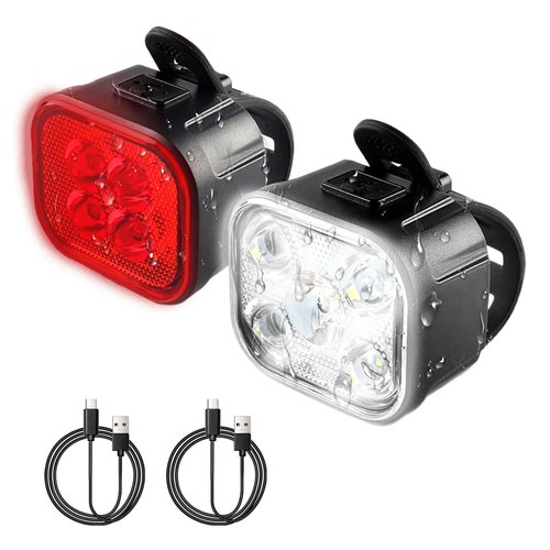 KunHe Bike Light for Night Riding USB Rechargeable Bike Lights Front and Rear 8+12 Modes Bike Light Set Bicycle Lights Headlight and Taillight Easy to Install