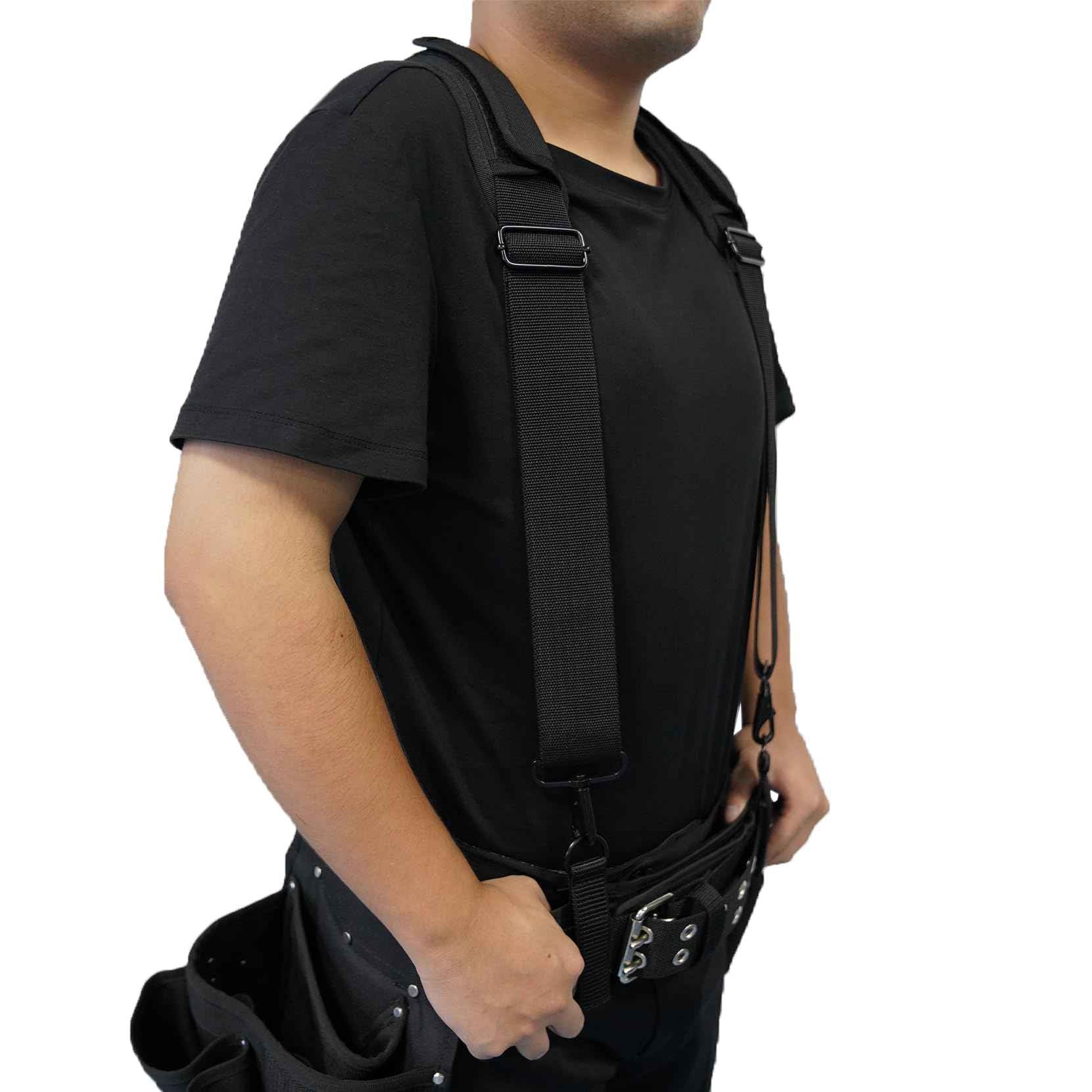 KUNN Tool Belt Suspenders Removable Padded Shoulder Work Suspenders with 4Pcs Attachment Loops,Comfortable and Adjustable