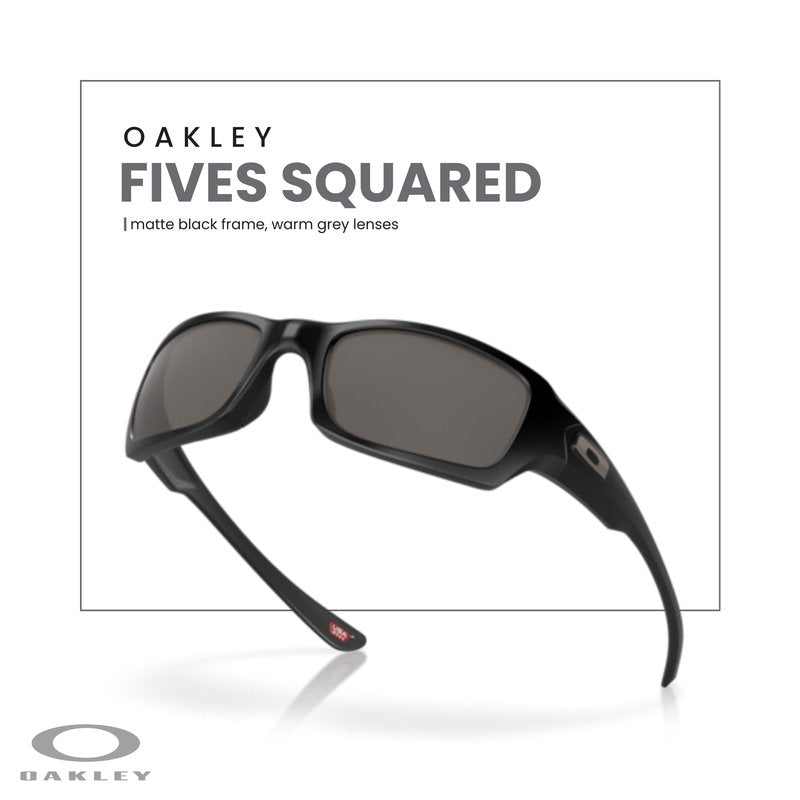 Oakley Fives Squared OO9238 923810 54MM Matte Black/Warm Grey Sunglasses for Men+ Bundle Accessory Leash Kit, Microfiber Pouch