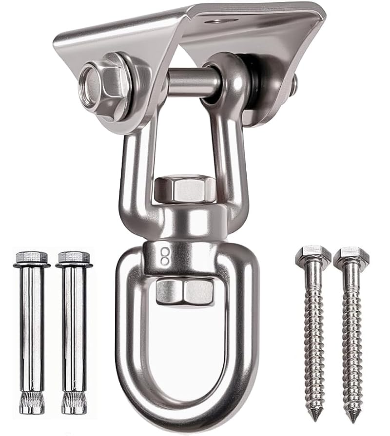 WAREMAID 1 Pack 360° Stainless Steel Swing Hanger - Heavy Duty Ceiling/Wall Mount Tow 1000 lb