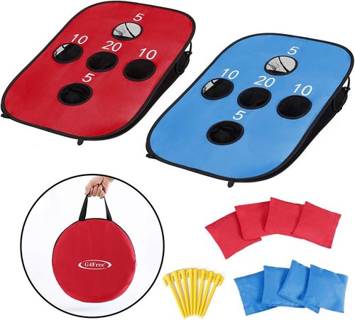 G4Free Portable Collapsible Cornhole Game Set - 5 Holes, 8 Bean Bags, 3ft x 2ft for Camping & Travel
