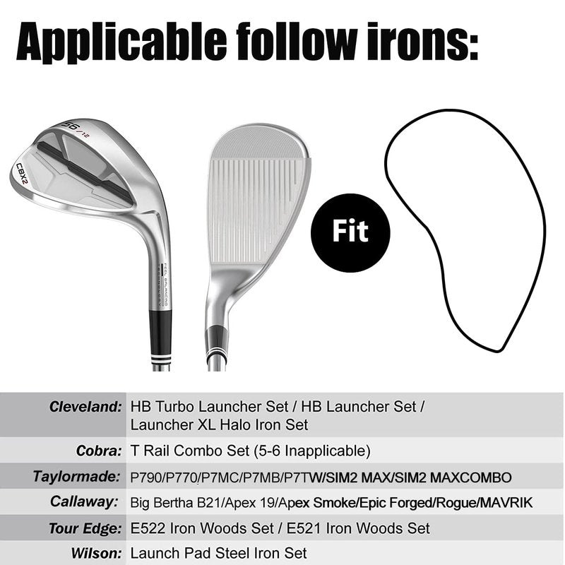 Golf Iron Head Covers 9/10pcs Leather Golf Club Covers for Iron with Magic Tape Fit Most Brand(Colorful Tee/10pcs)