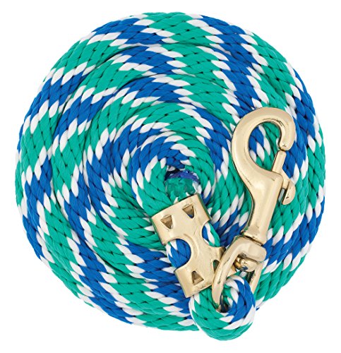 Weaver Equine 5/8" x 8' Poly Lead Rope for Horses, Blue/White/Green