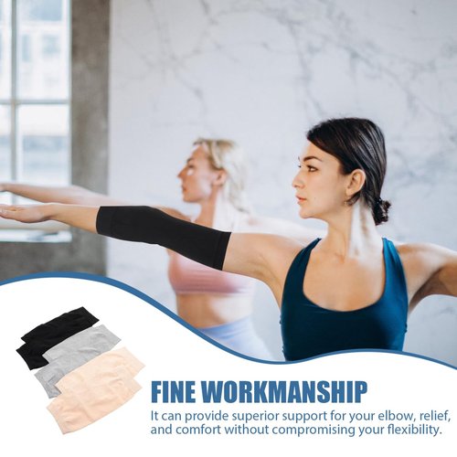 FOYTOKI 3 Pairs Scar Covering Elbow Brace Breathable Elbow Protector Covers Compression Sleeves Arm Brace Sleeve Protective Support Men and Women Elasticity