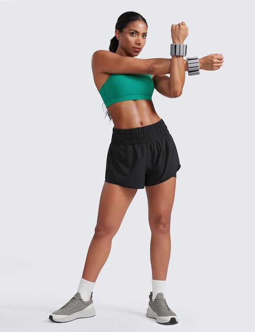 CRZ YOGA 2 in 1 Running Shorts for Women - High Waisted Athletic Gym Shorts with Pocket | 3" Length