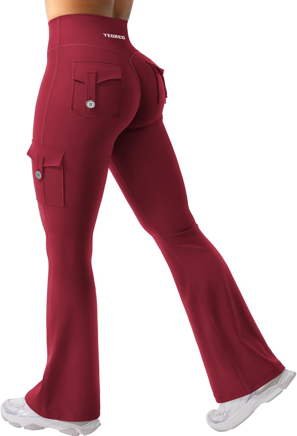 YEOREO CoreFlex Women's High-Waisted Flare Leggings - Hidden Pockets & No Front Seam | Perfect for Yoga & Gym
