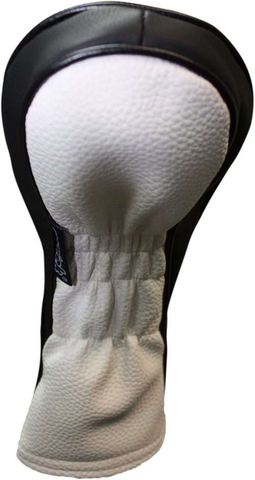 Majek Retro Golf Headcover Gray Black and White Vintage Leather Style 1 Driver Head Cover Fits 460cc Drivers
