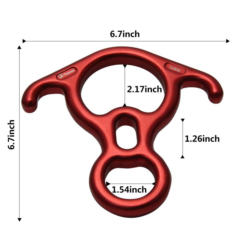 YXGOOD 50KN Rescue Figure, 8 Descender Large Bent-Ear Belaying and Rappelling Gear Belay Device Climbing for Rock Climbing Peak Rescue Aluminum Magnesium Alloy (Red)
