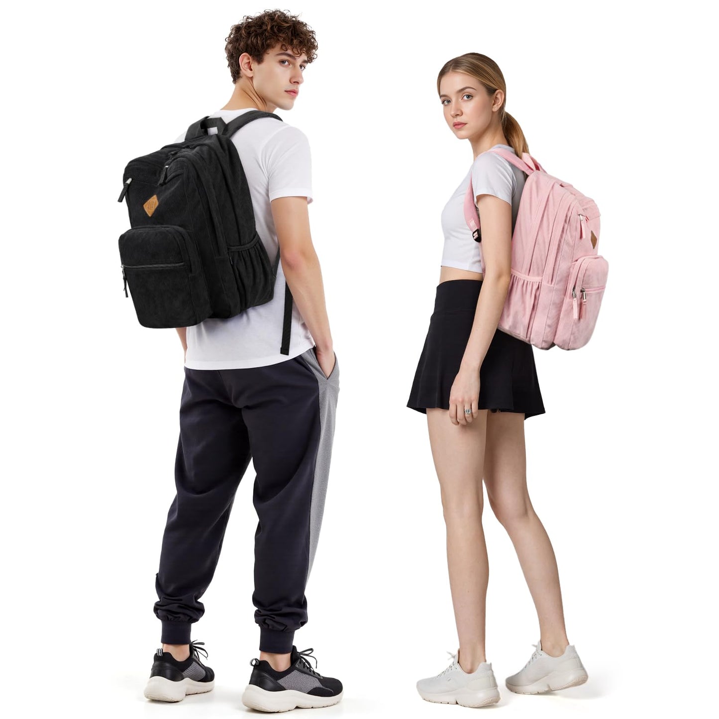 ZORFIN 26L Backpack for College, and Travel: Corduroy Bookbag - Deep Purple