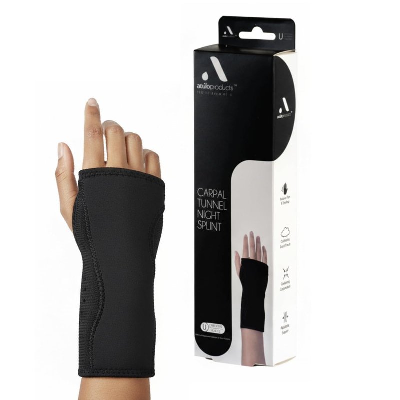 Atúlo Products Carpal Tunnel Night Wrist Splint – Therapeutic Support Brace with Breathable Targeted Compression, Removable Palmar Splint & Comfort Beaded Palm Pad – Ambidextrous Design for Tendonitis, Nerve Pain, Arthritis & CTS Relief