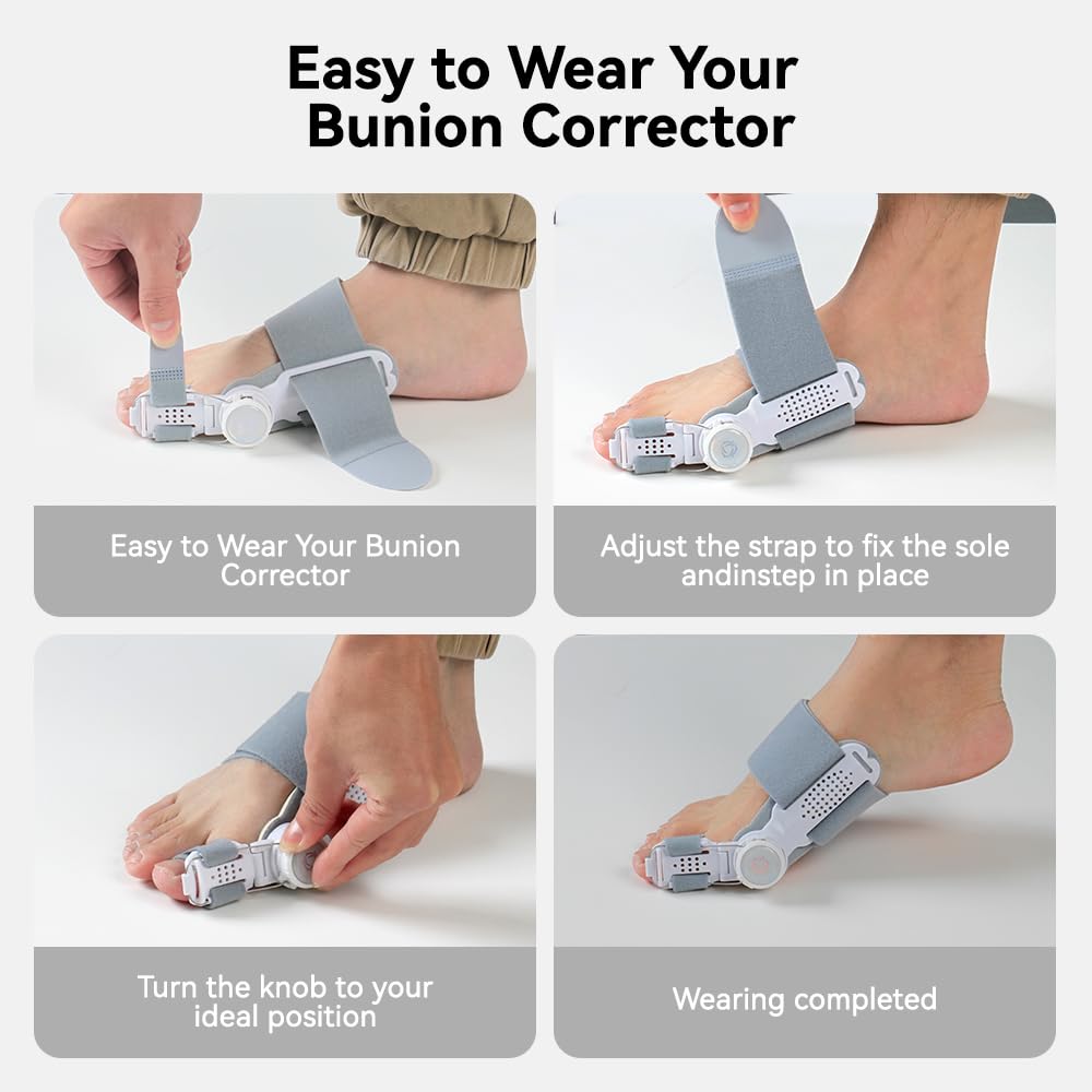 XRUIDI Bunion Corrector for Women & Men Adjustable Big Toe Splint for Hallux Valgus Relief & Toe Alignment, Orthopedic Brace for Pain Relief & Toe Alignment Fits Left & Right Feet 1 PACK