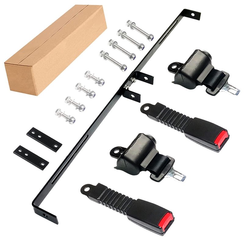 AIWEILUCK Golf Cart Retractable 2 Passenger 42" Seat Belts with Belt Bracket Kit for Yamaha Club Car DS Precedent EZGO TXT RXV