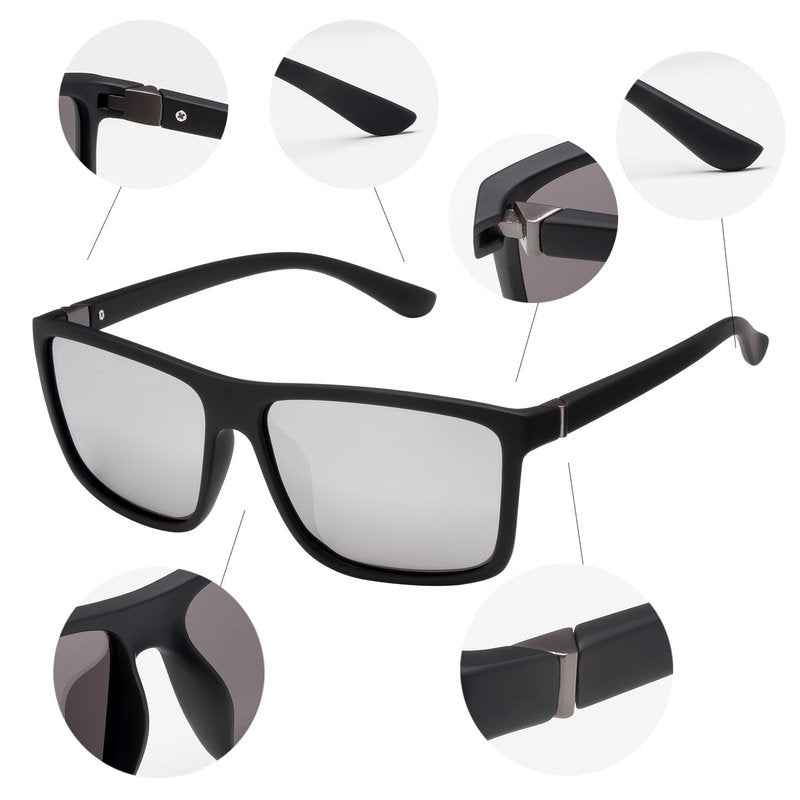 NIEEPA Square Polarized Sunglasses For Men Women Spring Hinge Design Lens For Driving Cycling Running Wayfarer Outdoor Shades