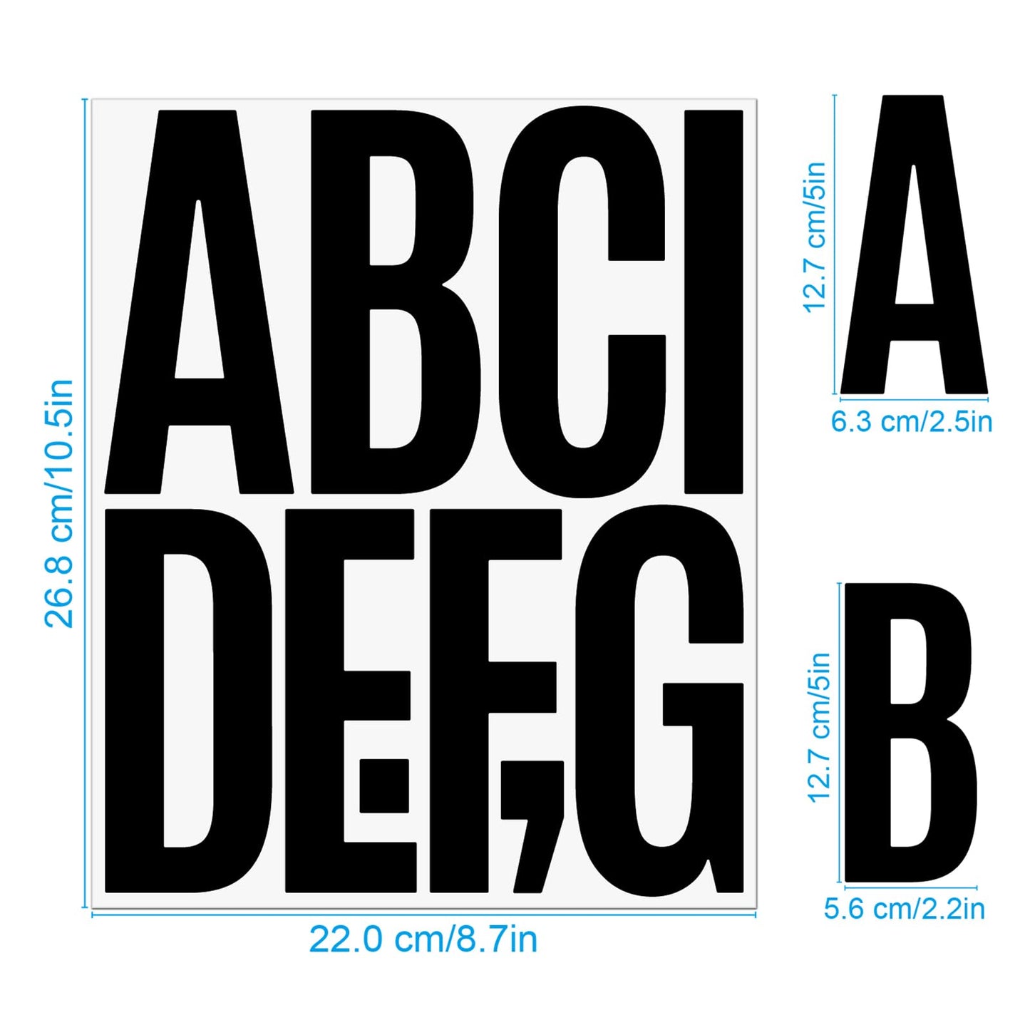 YNHAY 305 Pcs Waterproof 5" Vinyl Alphabet & Number Stickers - Self-Adhesive for Mailboxes, Windows, Doors, Signs, Vehicles, and More (Black, 5 Inch)