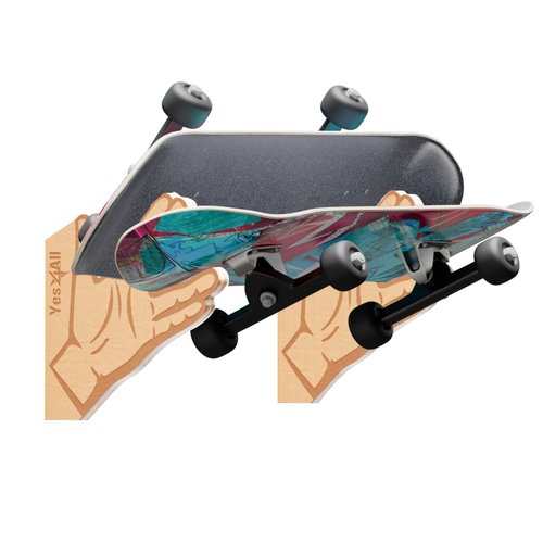 Yes4All Unique Wooden Skateboard Rack, Wall Mounted Longboard Storage for Home Decor and Garage Organizer