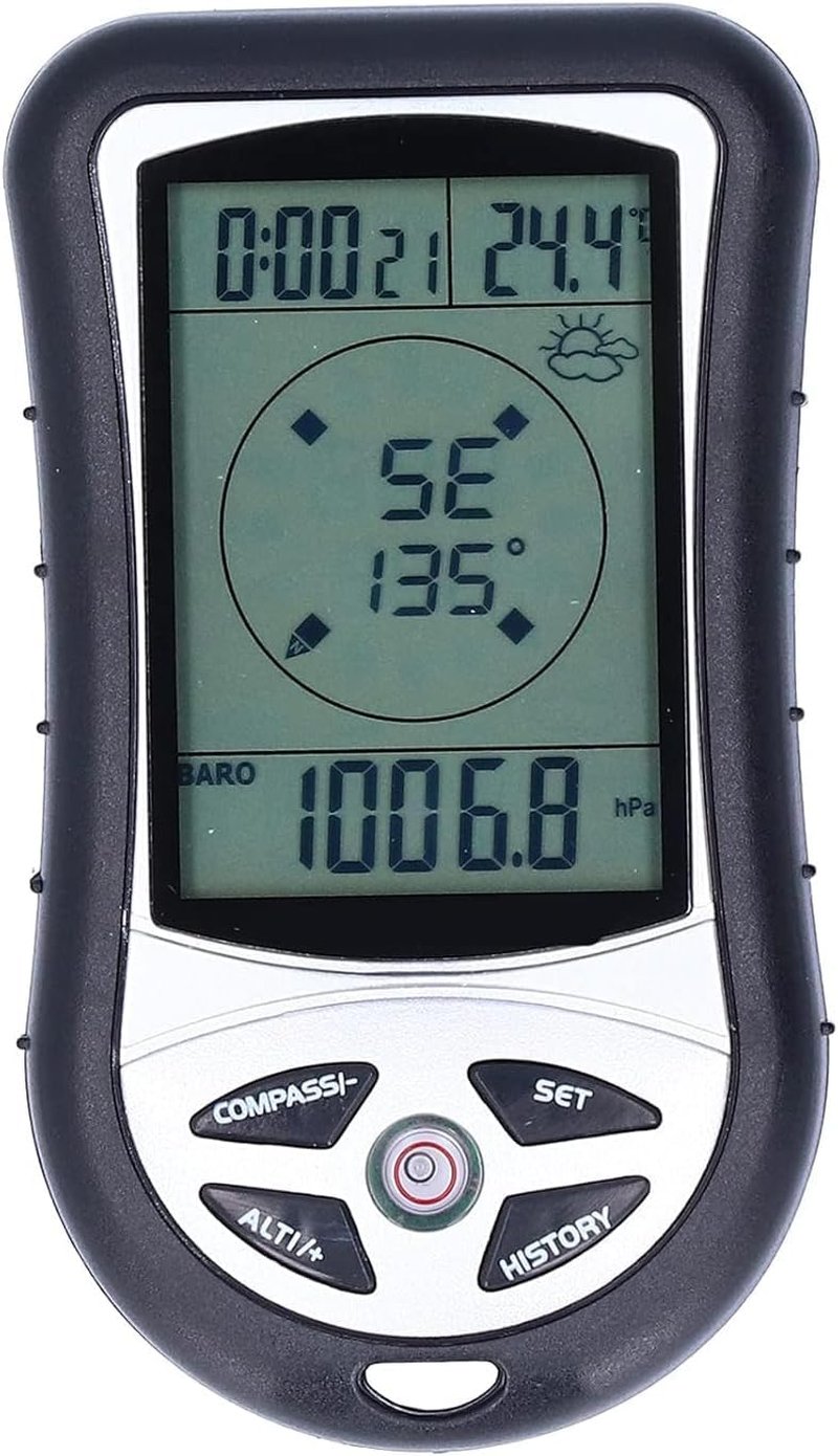 Kodrily Digital Altimeter, Digital Compass, Hiking Thermometer, Barometer 8 in 1 for Hiking Outside -2300 to 29500FT 1100MBAR, 300mbar to 1100mbar
