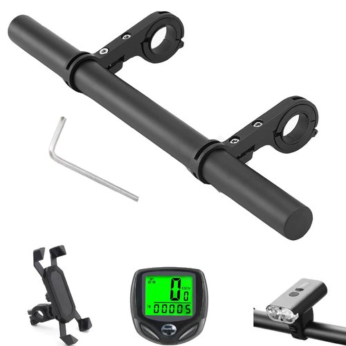 Bike Handlebar Extender,Bike Handlebar Extender with Double Mounting Clamp Bracket,For Bike Mounts,Extender Bars, Headlights,Light Lamp,Bicycle Accessories