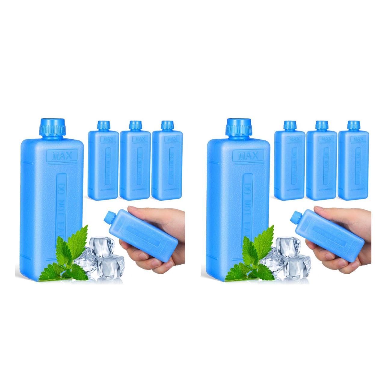 Angoily 8 Pcs Reusable Cooler Ice Packs with Leak-Resistant Lid Portable Freezer Blocks for Camping Picnic and Air Conditioner Fan Cooling Lightweight 4.53X1.57X2.36 Inches