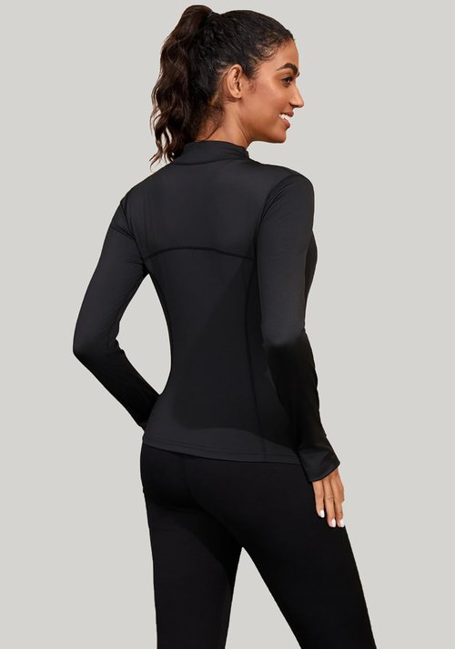 Bosmeer Workout Jackets for Women - Lightweight Zip-Up Slim Fit Yoga & Running Jacket | Stretchy, Cropped Design