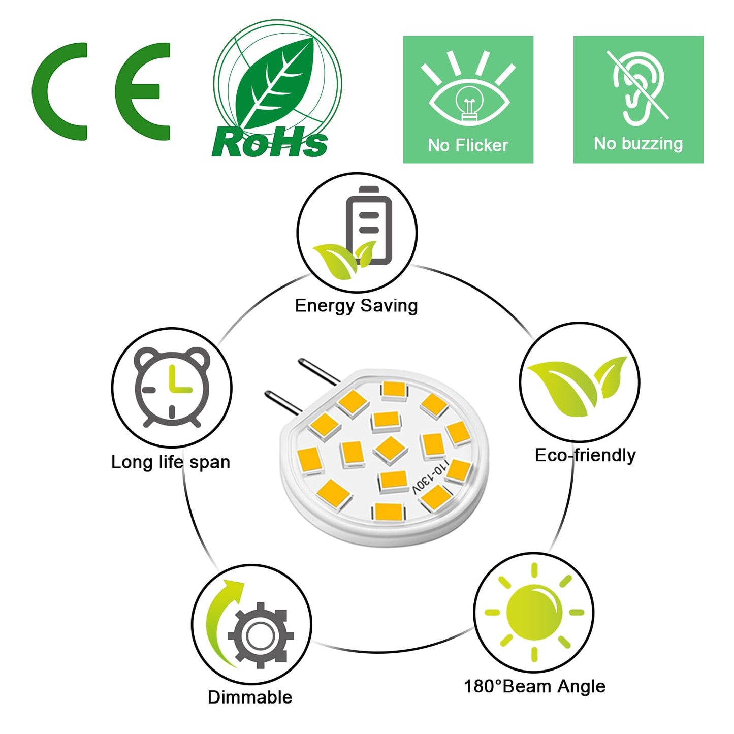 G8 LED Bulb Dimmable 3W Mini Thin Puck Light Equivalent to 20W-25W T4 G8 Bi-Pin Base Halogen Bulb, 120V Natural White 4000K G8 Bulb for Under Counter Kitchen Lighting, Under Cabinet Light,6 Pack