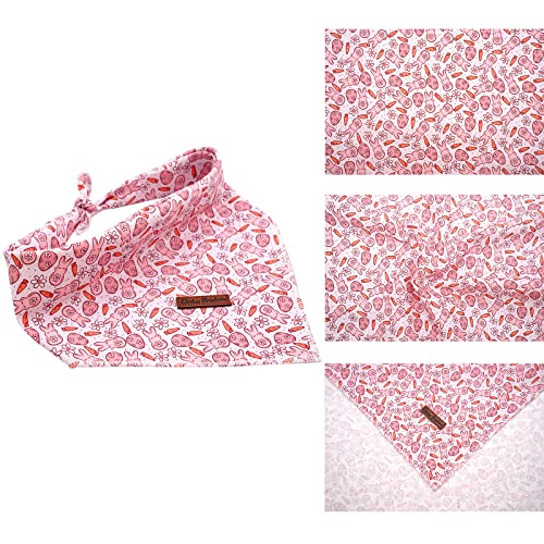 Easter Bunny Dog Bandana - Soft Cotton Pet Scarf for Small Dogs - Pink