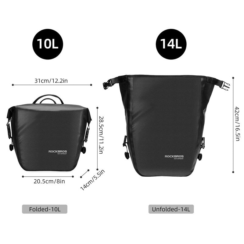 ROCKBROS Front Roller Panniers Bag Front Rack Bike Bag Sturdy Shelf Package with Carrying Handle & Free Shoulder Strap for Touring Picnic Commuting 1 Pair