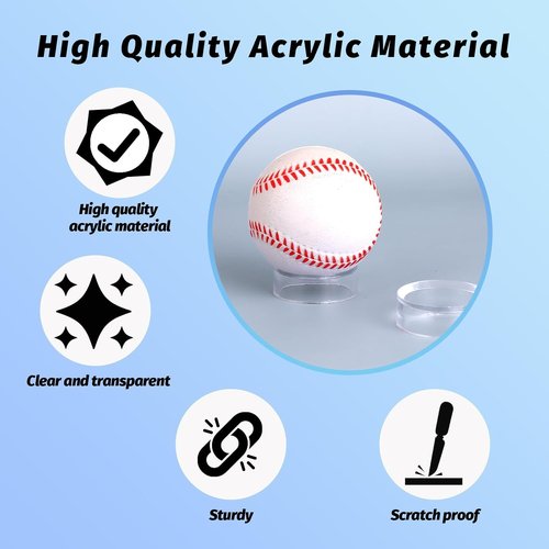 9Pcs Clear Acrylic Baseball Display Stand - Versatile Holder for Golf, Softball, Tennis Balls | 3 Sizes