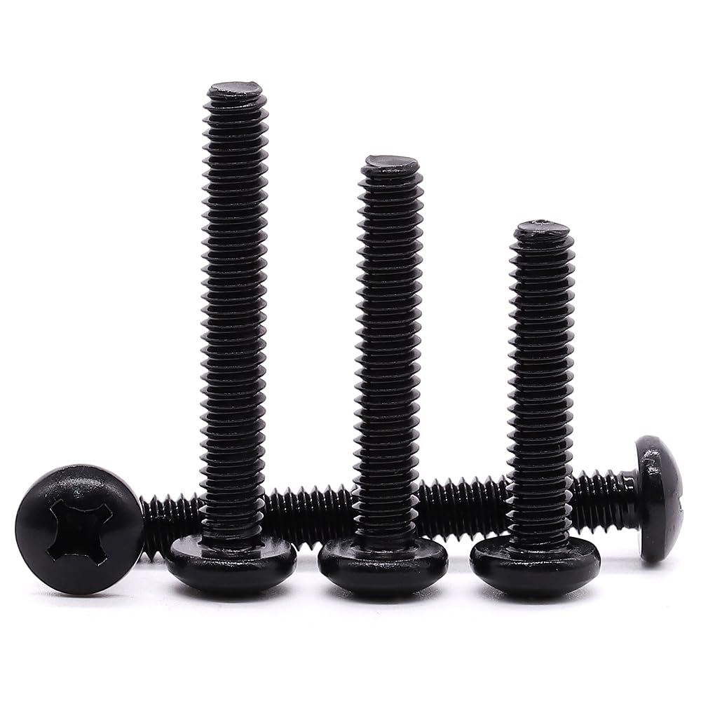 #10-32 x 1 Pan Head Machine Screws Black, Phillips Drive, 304 Stainless Steel 18-8, Black Oxide Coated Finish, Corrosion Resistant Round Head Machine Screws, Full Thread, Coarse Thread, 50 PCS