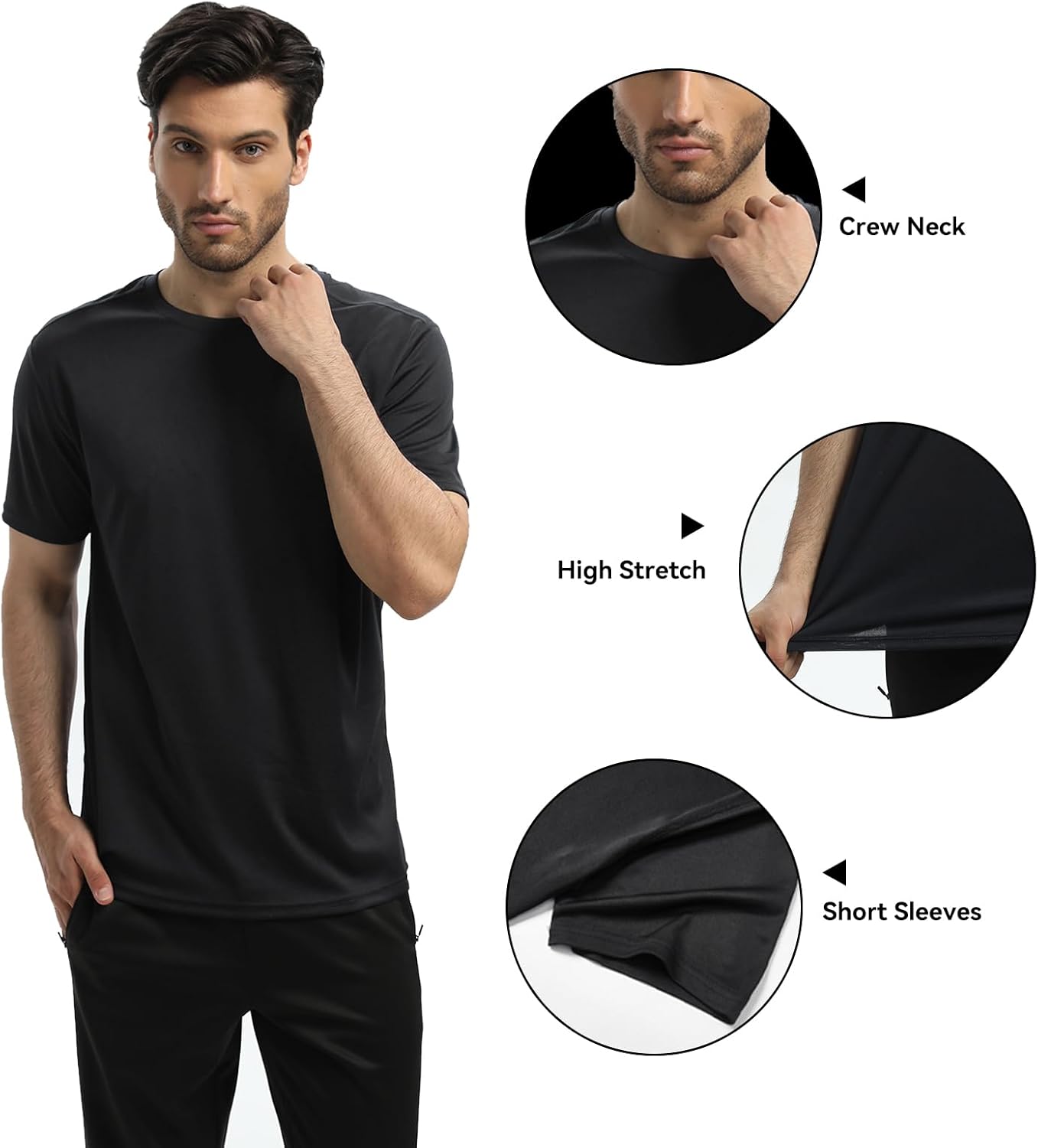 Skiennix Men's Quick Dry T-Shirts - 5/6 Pack Lightweight Short Sleeve Gym Wear for Athletic Activities