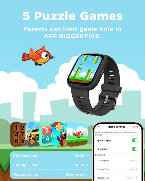 BIGGERFIVE Smart Watch for Kids - 1.8" Fitness Tracker with Heart Rate Monitor & IP68 Waterproof | Fun Games for Ages 5-16