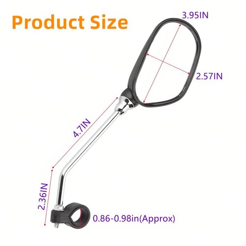 2pcs Bike Mirror Handlebar Mount 360° Adjustable, Wide Rear View Mirror Bicycle Mirrors for Handlebars with Scratch Resistant Glass,Large Wide Angl Bike Rear View Mirror for Motorcycle,Bike Accessory
