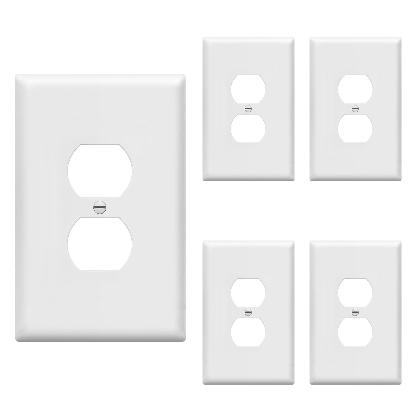 ENERLITES Jumbo Duplex Receptacle Outlet Wall Plate, Large Electrical Outlet Covers, Over-Size 1-Gang 5.5" x 3.5", Polycarbonate Thermoplastic, 8821O-W-5PCS, White (5 Pack)