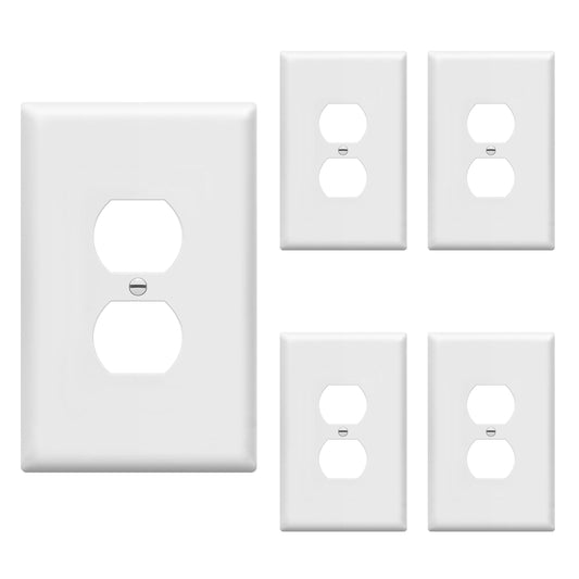 ENERLITES Jumbo Duplex Receptacle Outlet Wall Plate, Large Electrical Outlet Covers, Over-Size 1-Gang 5.5" x 3.5", Polycarbonate Thermoplastic, 8821O-W-5PCS, White (5 Pack)