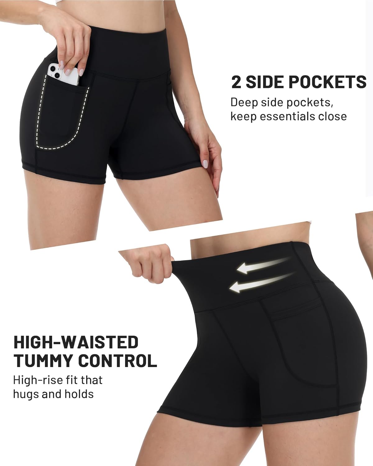 Runhit Biker Shorts for Women - High Waisted Yoga & Workout Spandex with Pockets | 8''/5''/3'' Sizes