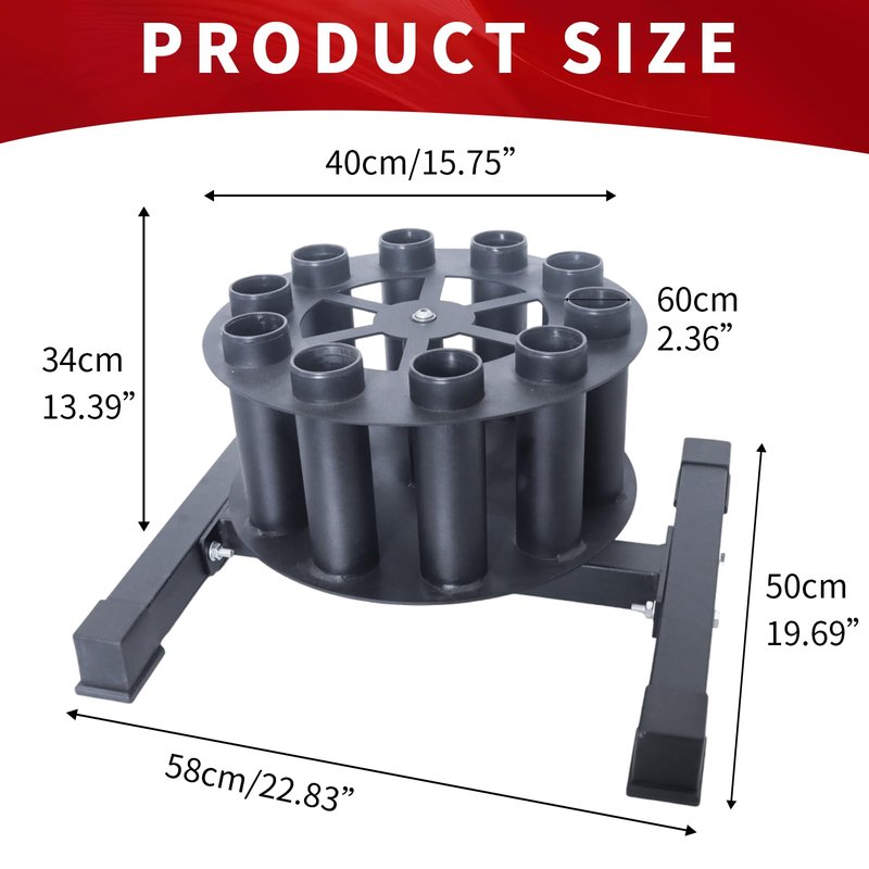 Barbell Holder Vertical Rotatable Barbell Rack Stand Holds 10 Bars Home Gym Barbell Storage Fit 2-Inch Olympic Bars, Curl Bars, Triceps Bars (huaban)