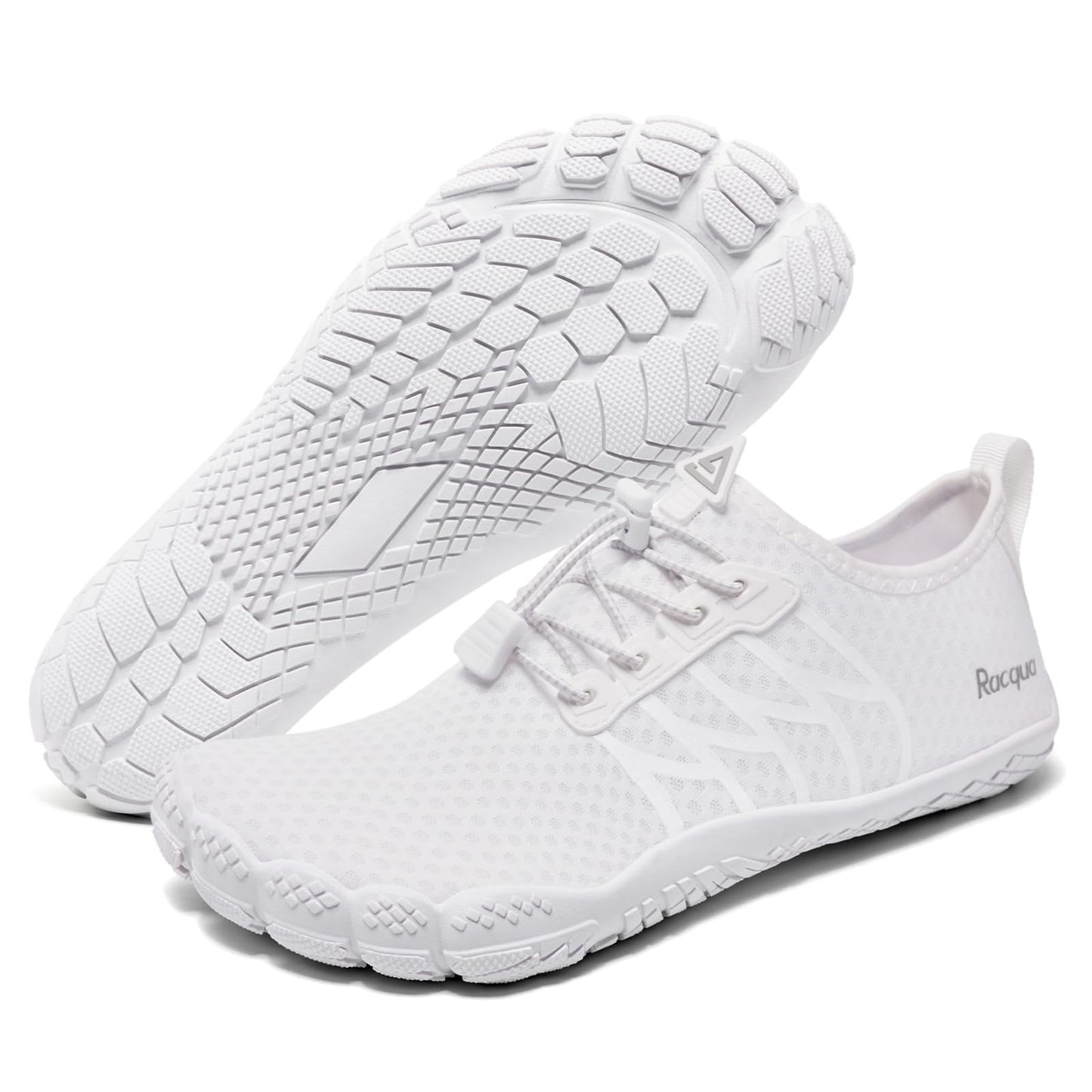 Racqua Water Shoes Lightweight Aqua Shoes Quick-Dry Breathable Swim Shoes Beach Barefoot Outdoor for Women White 9 Women/8 Men