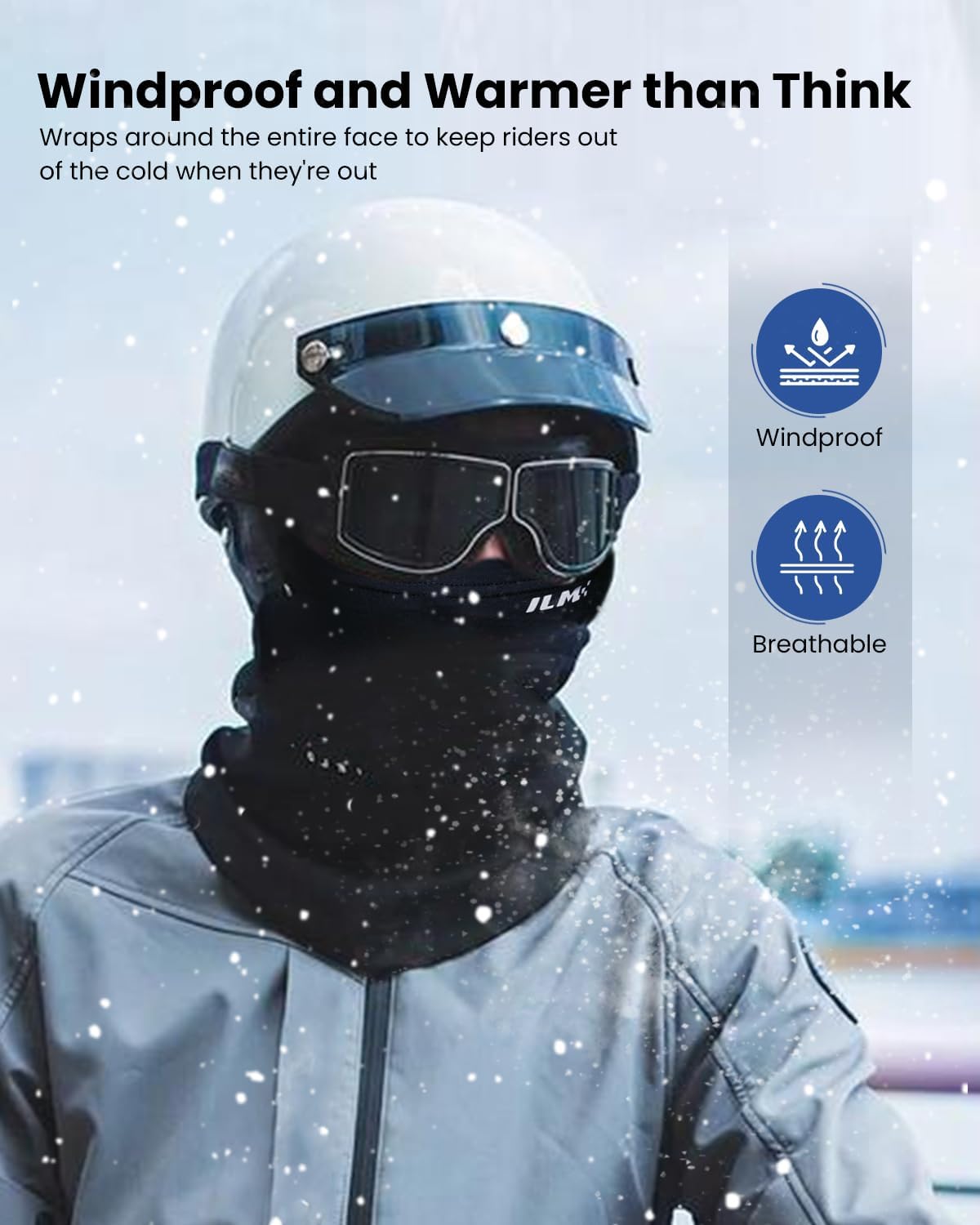ILM Adult Motorcycle Balaclava Face Mask for Ski Model FM01A Men Women Black
