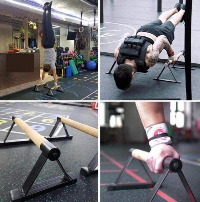 Push Up Bar, 1 Pair Wooden Push-Ups Bars Press-Up Support Stand Gym Exercise Equipment with Non-Slip Sturdy Structure Pushup Double Rod for Calisthenics, Fitness and Handstand for Women Men (Black)