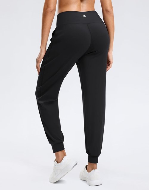 G Gradual Women's High-Waisted Joggers - Tapered Sweatpants with Zip Pockets for Gym & Travel