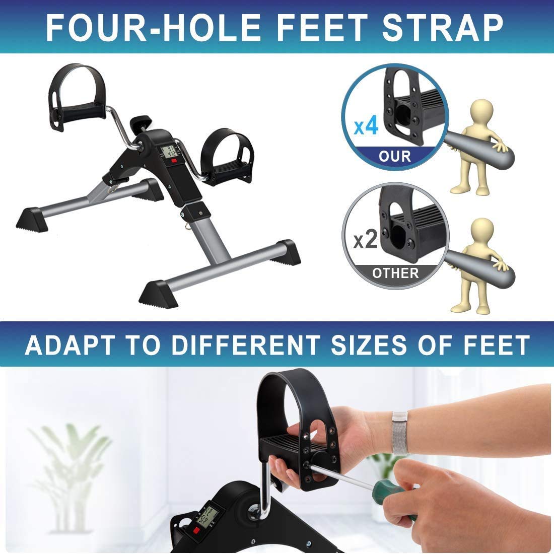 Node Fitness Foldable Under Desk Exercise Bike Portable Arm and Leg Pedal Exerciser