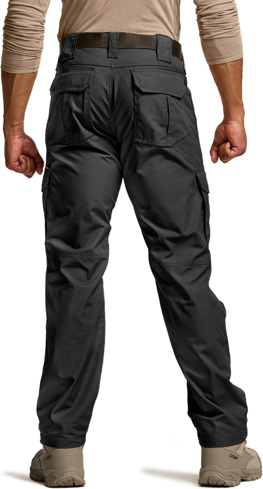 CQR Men's Tactical Pants, Water Resistant Ripstop Cargo Pants, Lightweight EDC Work Hiking Pants, Outdoor Apparel, Duratex Mag Pocket Black, 36W x 36L