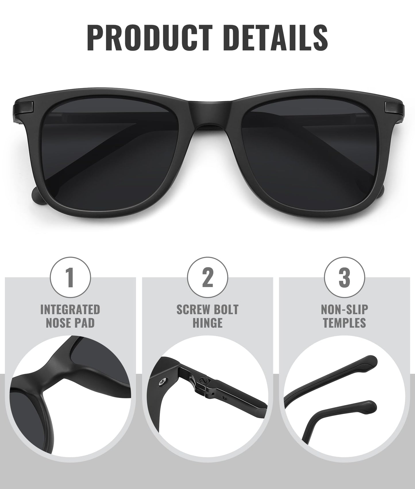 MEETSUN Small Polarized Sunglasses for Men Classic Retro Square Frame UV Protection Sunglasses for Fishing Driving