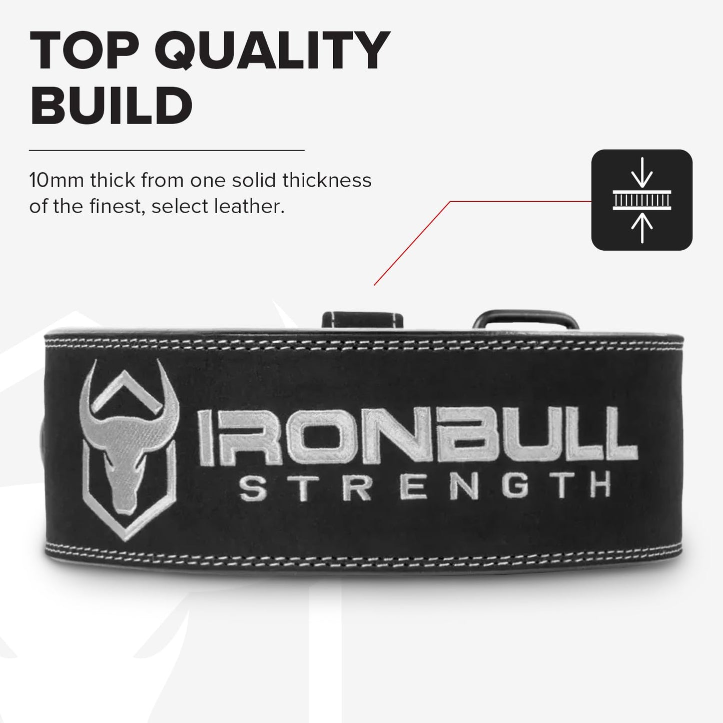 PowerLifting Belt - 10mm Double Prong - 4-inch Wide - Heavy Duty for Extreme Weight Lifting Belt (All Black, Large)