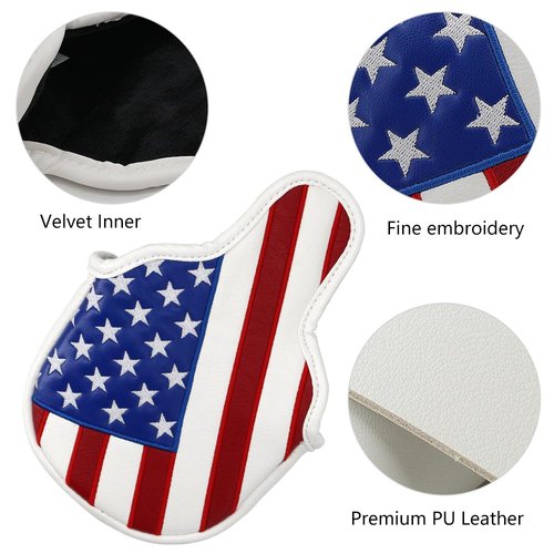 GOLTERS Golf Head Covers Mallet Putter Cover Headcover Magnetic Closure Embroidered Pattern Fit for Most Brands Scotty Cameron Odyssey Mallet Taylormade Ping ect.