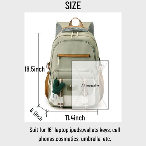 srdmuph Kawaii Backpack with Cute Accessories Pendant Travel Bag Large Outdoor Waterproof Casual Daypack Women Men (Blue)