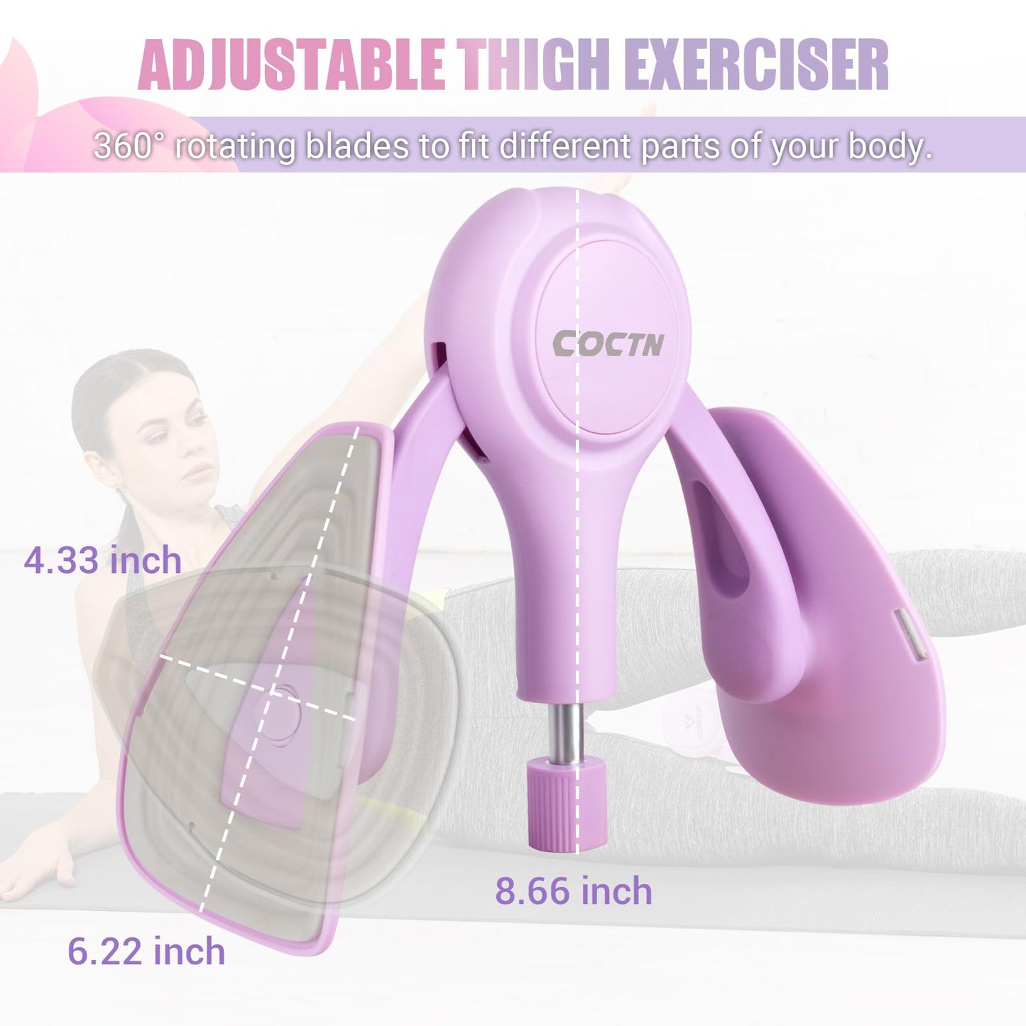 Thigh Trainer for Women, 15-70LB Adjustable Resistance Inner Thigh Exerciser for Pelvic Floor Muscle Repair, Thigh Workout Kegel Exercise Equipment for Shaping, Yoga & Weight Loss at Home Gym -Purple