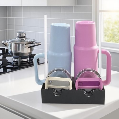 Czrqvyx Silicone Water Bottle Drying Rack - Collapsible Cup Dryer Holder for 20/30/40 oz Tumblers, Baby Bottles, Mugs & Glasses | Non-Slip Base for Kitchen/RV/Travel(Pink, 2 in 1)