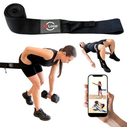 Fabric Long Loop Resistance Band with Door Anchor with Instructions - Best Resistance Band for Glutes, Leg Exercises, Chest Exercises, Muscle Building – NT Loop Extra Heavy Strength