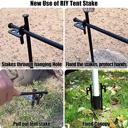 Heavy Duty Steel Tent Stakes - 4 Pack, 8 Inch Unbreakable